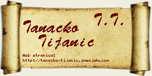 Tanacko Tijanić vizit kartica